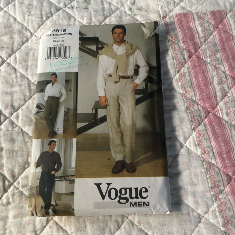 Vogue Men Pattern 8918-38-42-44- tapered pants- rare pattern-uncut